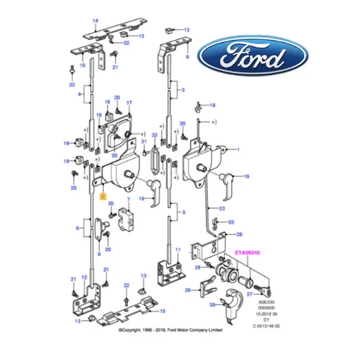 1018634 FORD - TRANSIT 08/94 - 08/00 SERRATURA PORTIERA POSTERIORE DESTRA Sconto