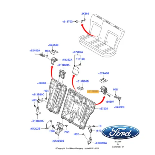 Spedizione Espresso 1231481 FORD - DISPOSITIVO SGANCIO SEDILE POSTERIORE SX FIESTA NUOVO ORIGINALE