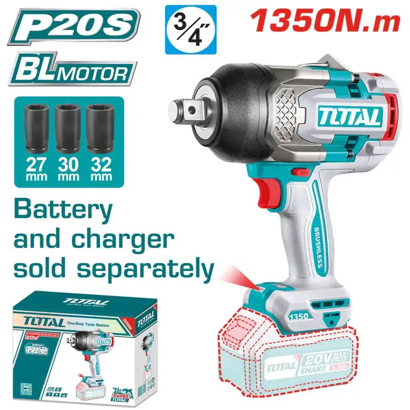 Offerta Del Giorno INECO 4701900001 - AVVITATORE A IMPULSI 20 V ATTACCO 3/4”, 1350 NM