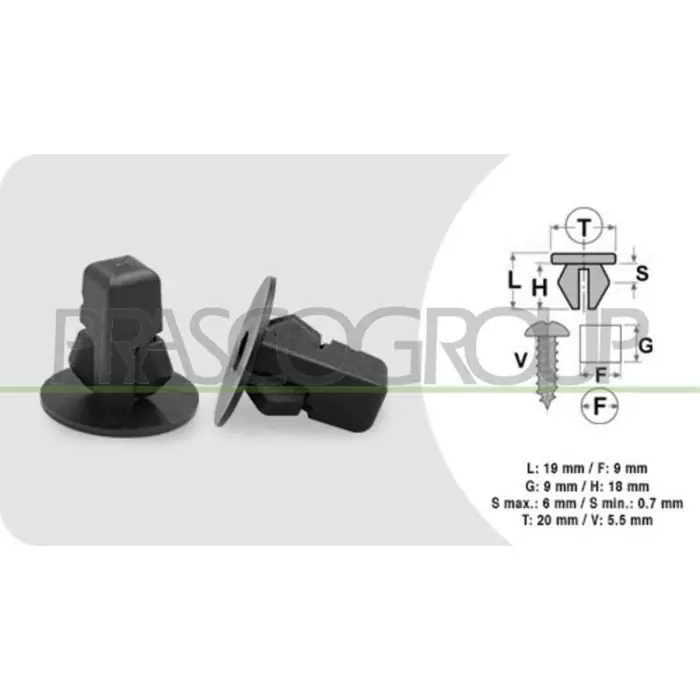 Madrevite (8 Pezzi) Lunghezza 18 Mm Larghezza 6 Mm Testa 20 Mm Foro 9 Mm MAZDA 2 HYBRID (XP210) Dal 04/2022 in poi 9018906230 Must-Have