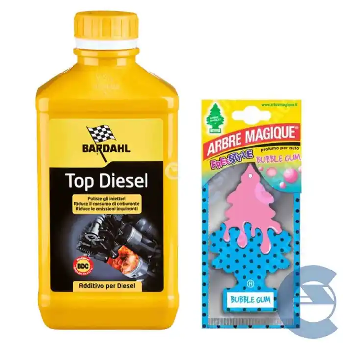 Bardahl Top Diesel 1 Lt 120040 Additivo Pulizia Iniettori Gasolio + Arbre Magique Profumo Bubble Gum Omaggio Prezzo Conveniente
