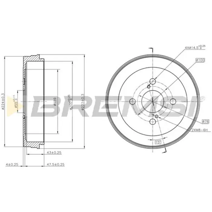 Tamburo Freno Posteriore Toyota Yaris Yaris Verso Yaris Verso Van Cr5338 42431-52020 Bremsi Popolare
