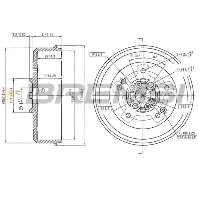 Tamburo Freno Posteriore Kia Sportage Suv Cr5844 0k011-26-251b Verniciato Bremsi Compra Online