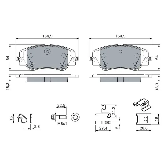 Kit pastiglie freno, Freno a disco 0 986 460 291 BOSCH per PEUGEOT CITROEN OPEL Subito Disponibile