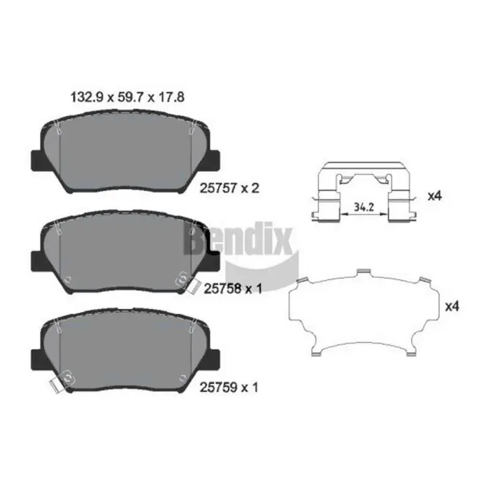 Saldi Kit pastiglie freno, Freno a disco BPD1524 BENDIX BRAKING per HYUNDAI KIA